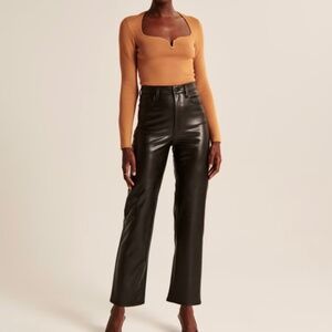 Abercrombie and Fitch Vegan Leather Ankle Straight Pant - Ultra Highrise